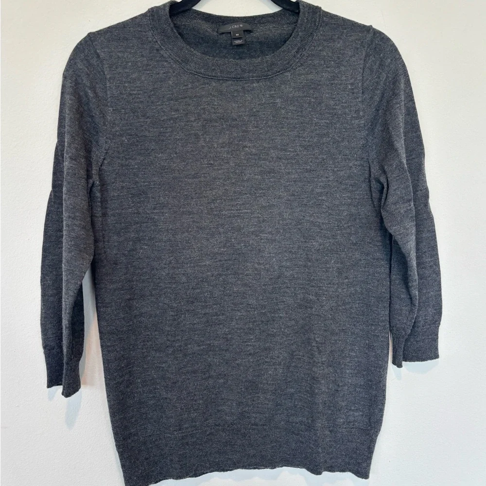 J. Crew Charcoal Merino Wool Gray Crewneck Sweater 140